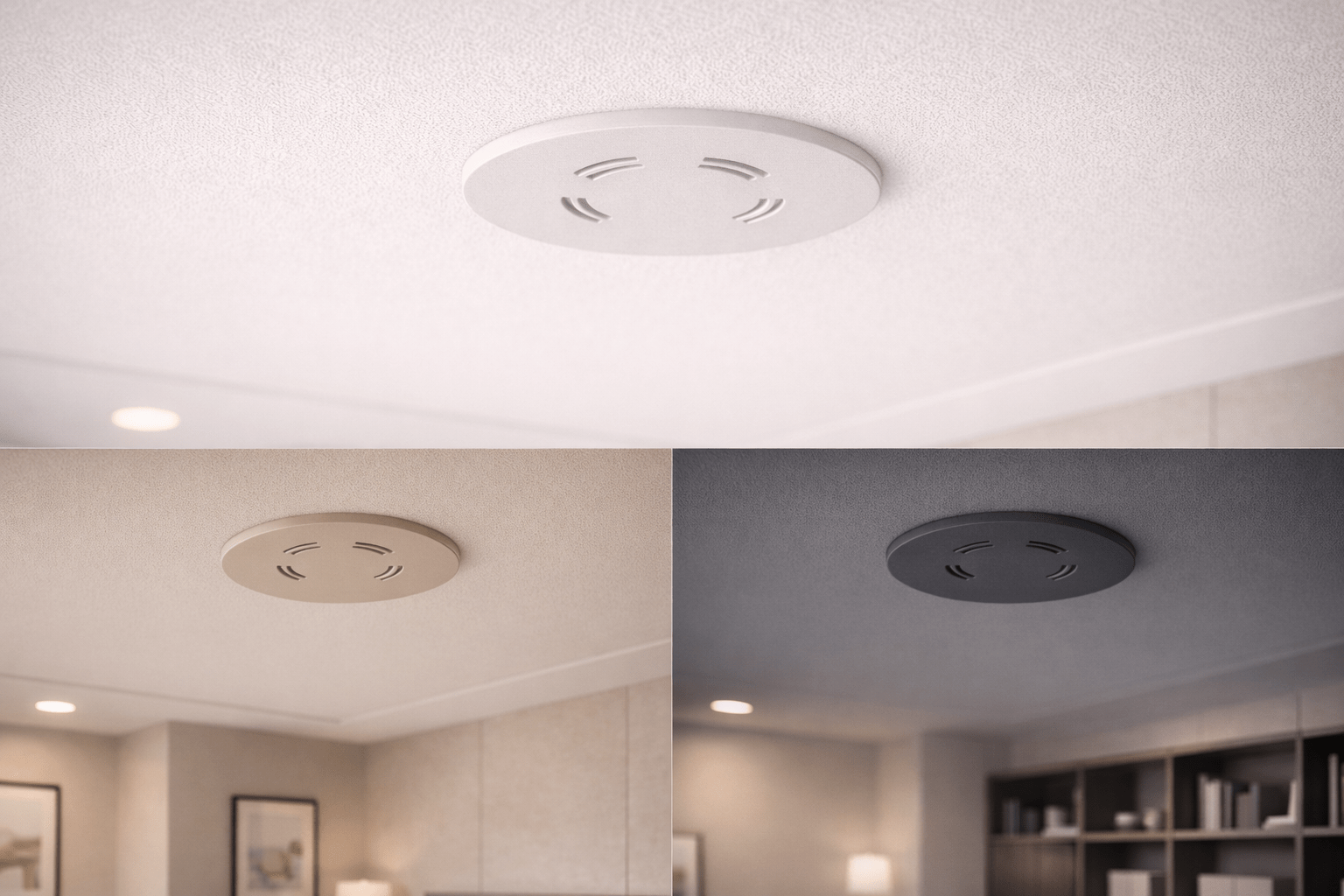 LoiterGuard installed flush in a ceiling with color options